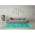 thumbnail image 3 of Ahgly Company Machine Washable Indoor Rectangle Abstract Turquoise Blue Modern Area Rugs, 2' x 5', 3 of 4