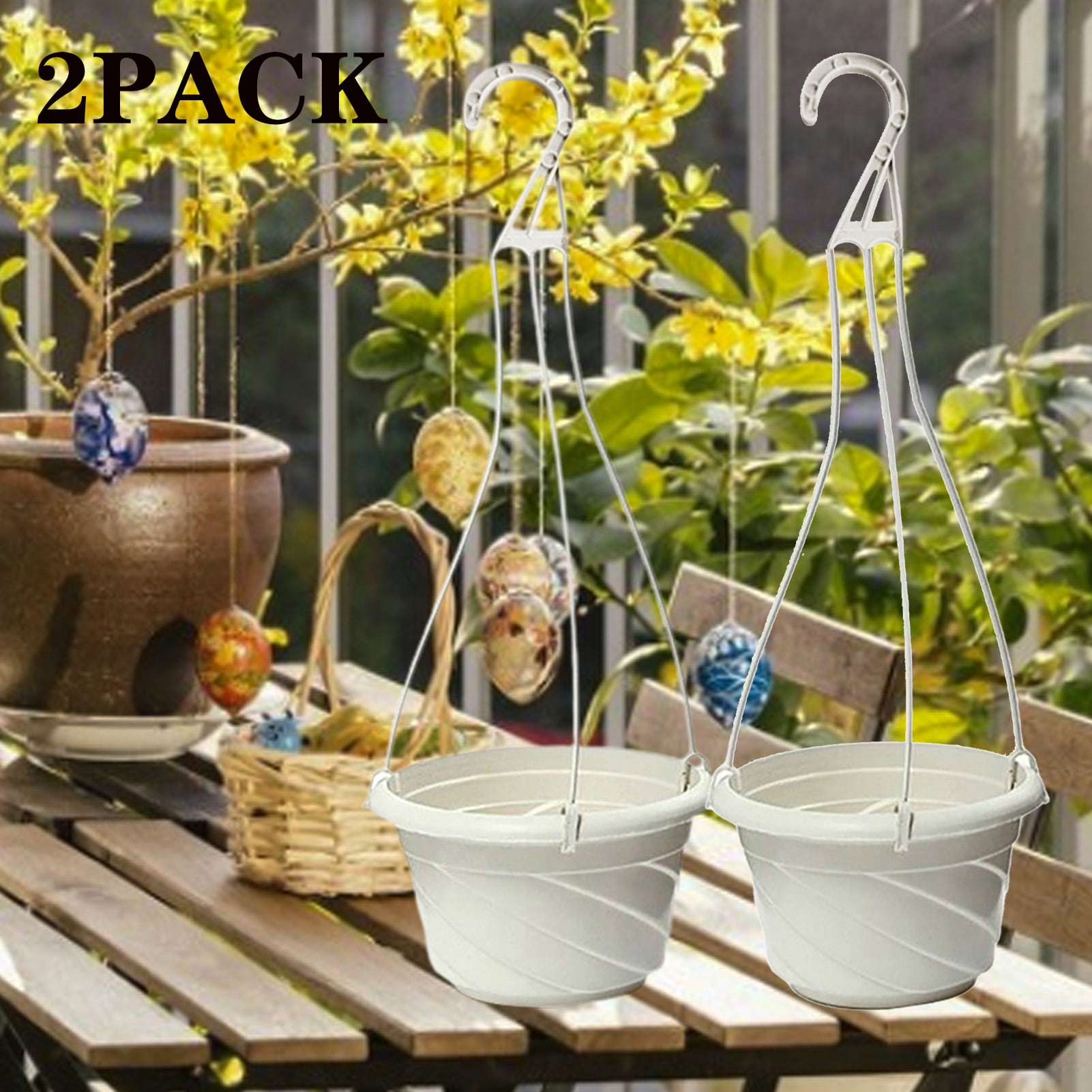 kiskick 1 Pack Macrame Plant Hangers with Pots, 17.93" x 6.7" Indoor ...