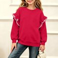 thumbnail image 4 of BLVB Crewneck Sweatshirts for Little Girls Cute Ruffle Pullover Long Sleeve Casual Spring Fall Tops for Kids(Hot Pink,9-10 Years), 4 of 6
