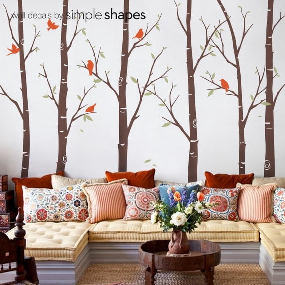 Thin Birch Tree Wall Decal Set - Scheme B
