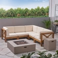 thumbnail image 4 of Noble House Brava 5 Seater Sectional Sofa Set with Fire Pit Teak Beige/Gray, 4 of 9