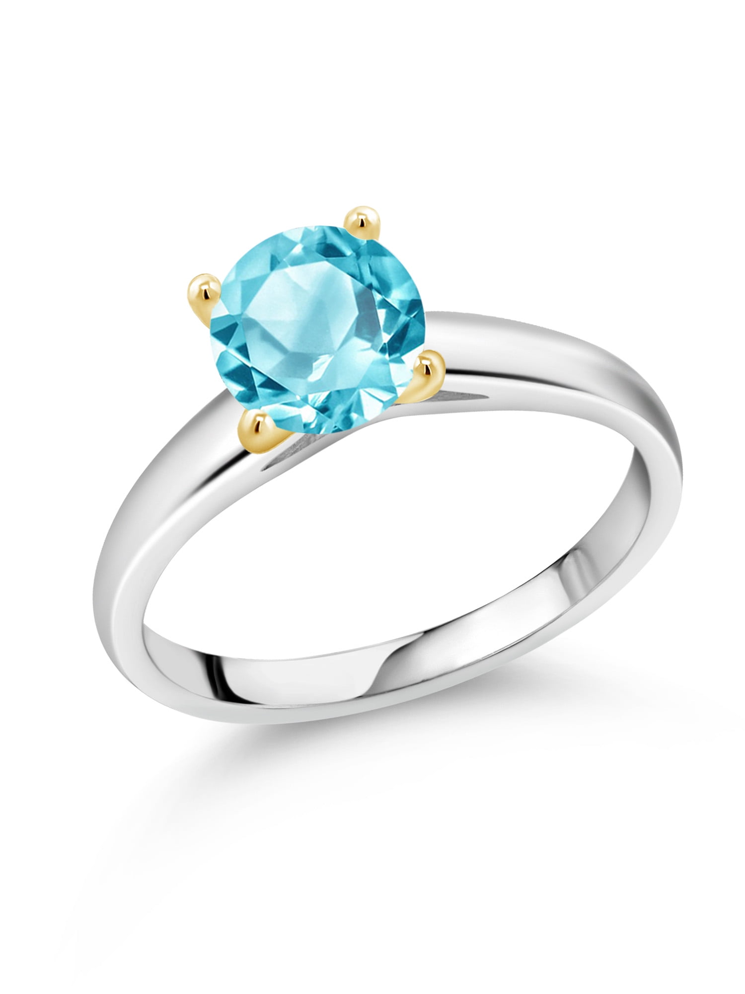 Gem Stone King 1.65 Ct London Blue Topaz Sky Blue Aquamarine 18K Yellow Gold Plated Silver Ring Gem Stone King 1.65 Ct London Blue Topaz Sky Blue Aquamarine 18K Yellow Gold Plated Silver Ring