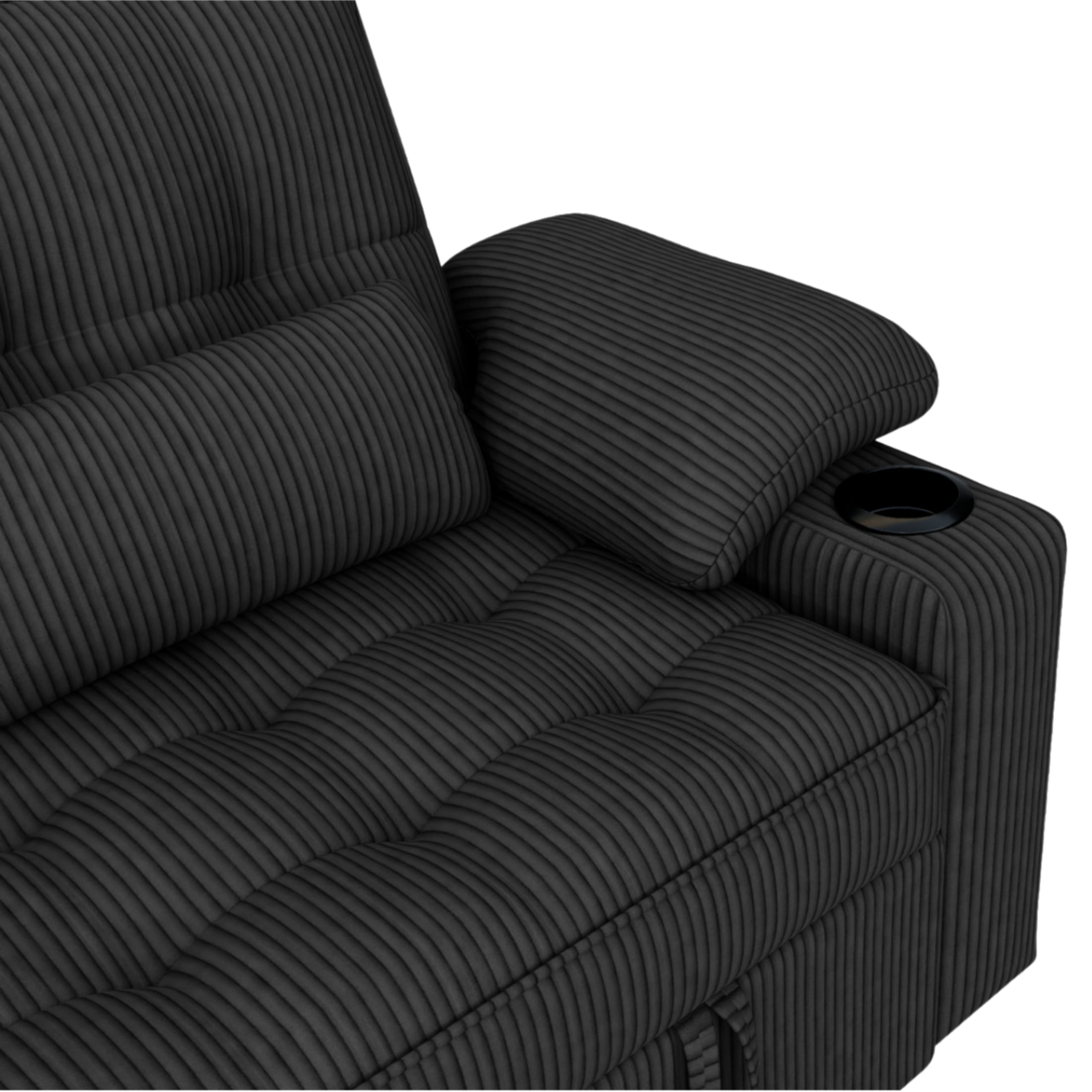 Vinform 3 in 1 Sleeper Sofa Bed, 58" Convertible Loveseat with Foldable Side Tray Table, USB Ports and Cup Holders for Apartments, Corduroy, Black