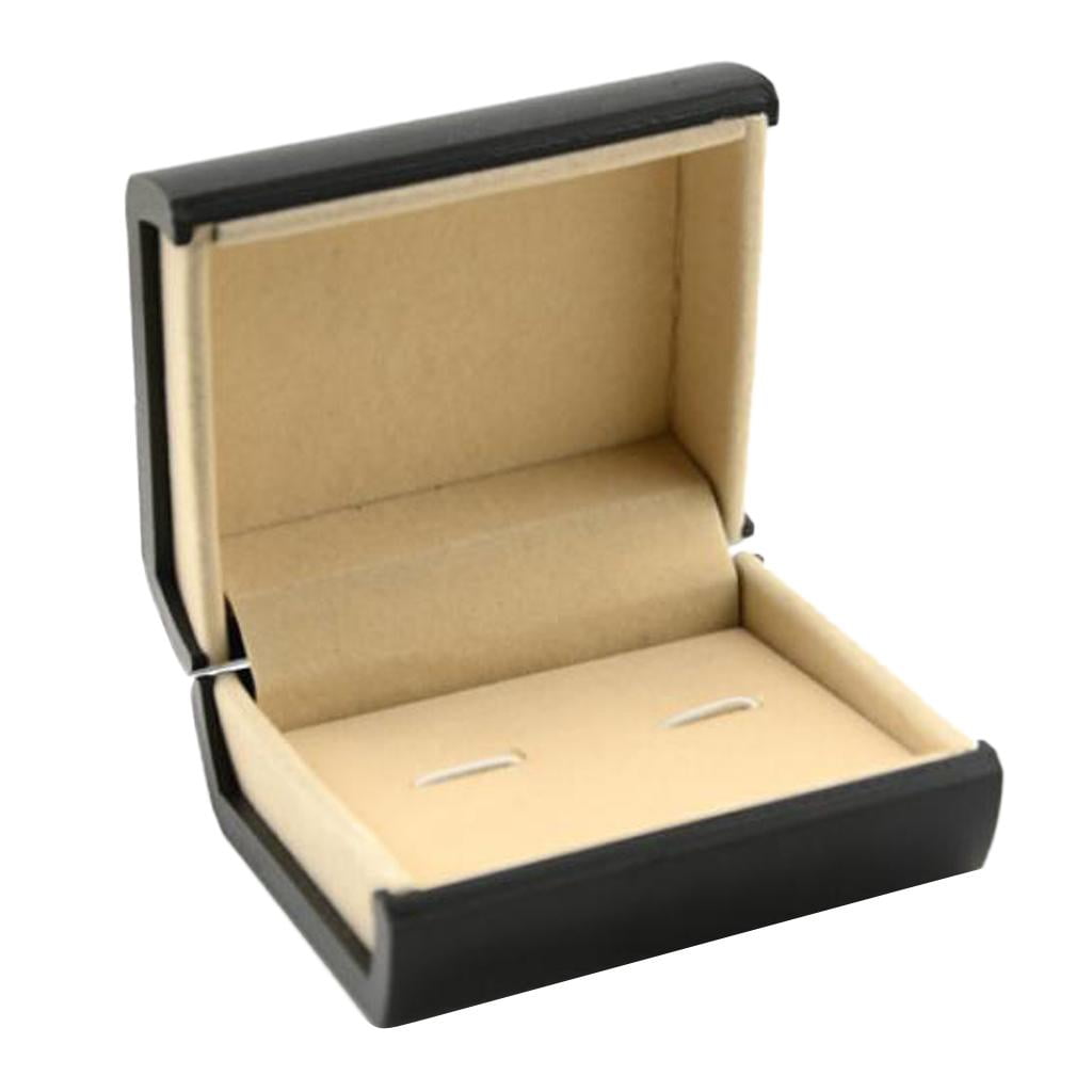 8x7x4cm Velvet Tie Bar Cufflinks Storage Box Mens Gift Case Black-Cufflink