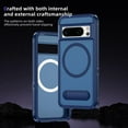 thumbnail image 3 of for Google Pixel 8 Pro Case,[Built-in Invisible Kickstand],Compatible with MagSafe,Military-Grade Drop Protection Double Layer Shockproof Slim Translucent Matte Phone Case,Royalblue+Blue, 3 of 7