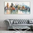 thumbnail image 5 of Modern Abstract Handmade Wall Art Colorful Cityscape Hand Painted on Canvas Boat Landscape The Shore of Town Oil Painting For Home Decor, 5 of 9