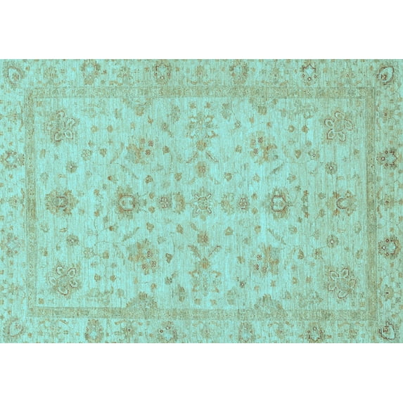 Ahgly Company Indoor Rectangle Oriental Light Blue Traditional Area Rugs, 7' x 9'