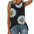 thumbnail image 3 of KOMOO Women Loose Tank Top Sleeveless Sunflower Print Round Neck Pullover Vest T-Shirt Plus Size, 3 of 5
