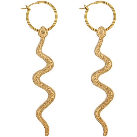 Punk Snake Stud Earrings for Women Men Exaggerated Gold Color Alloy Statement Drop Earrings Golden 1Pair
