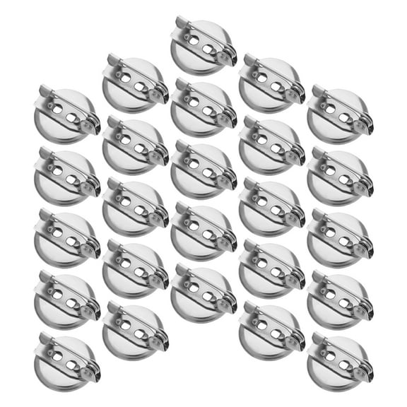 Niceauty 50pcs Round Disc Brooch Making Tray Iron Silver Decorative Accessory for Weddings