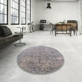 thumbnail image 4 of Ahgly Company Machine Washable Indoor Round Industrial Modern Silver Pink Area Rugs, 5' Round, 4 of 7