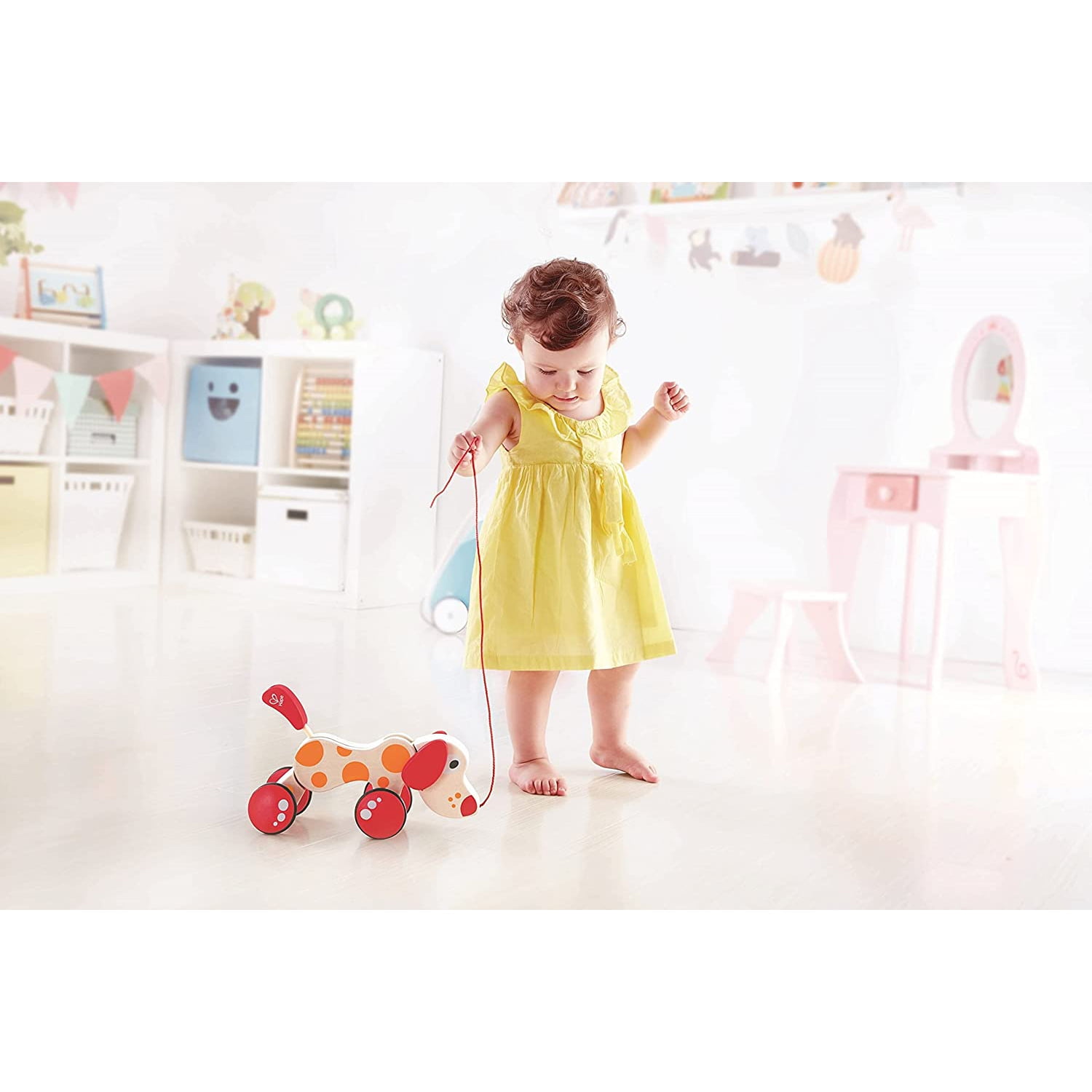 Hape Walk A Long Puppy Wooden Push Pull Toy Red and Orange Ages 1 and Up Walmart