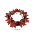 thumbnail image 3 of Halloween Mini Fall Pumpkin Wreath, Candle Ring with Maple Berry Pinecone for Table, Harvest, Thanksgiving Decor, 3 of 6