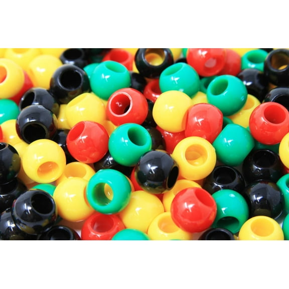 KOKO 170PC 12x15 mm Premium Pony Beads, Bracelet Cool Beads, Beads for Hair Braids, Beads for Kids Crafts, Plastic Beads, Hair Beads for Braids for Girls (Jamaican Theme)