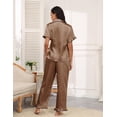 thumbnail image 3 of Avidlove Silk Pajamas for Women Satin Short Sleeve Pajamas Set with Ruffle 2 Pieces Button Down Tops and Pants, 3 of 4