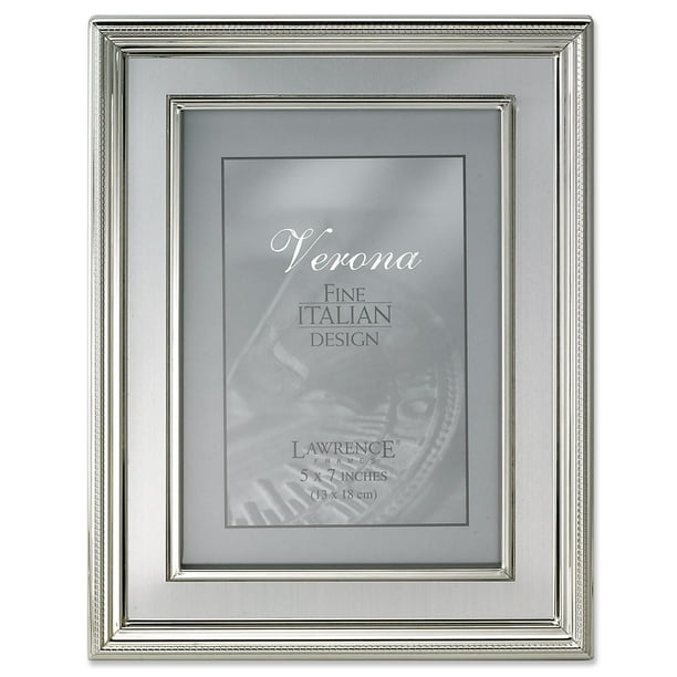 5x7 Silver Plated Metal Picture Frame Brushed Silver Inner Panel
