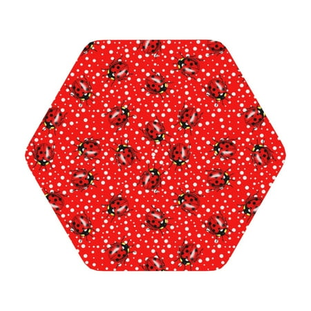 

Matuu Red Ladybugs On White Dotted for Cup Coasters Set of 6 Leather Coasters Desk Coasters for Office Measures 4” x 4” Hexagon