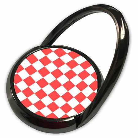 3dRose Checkered red and white squares pattern - bold bright check checked checkerboard chessboard mosaic - Phone Ring (phr_154539_1)