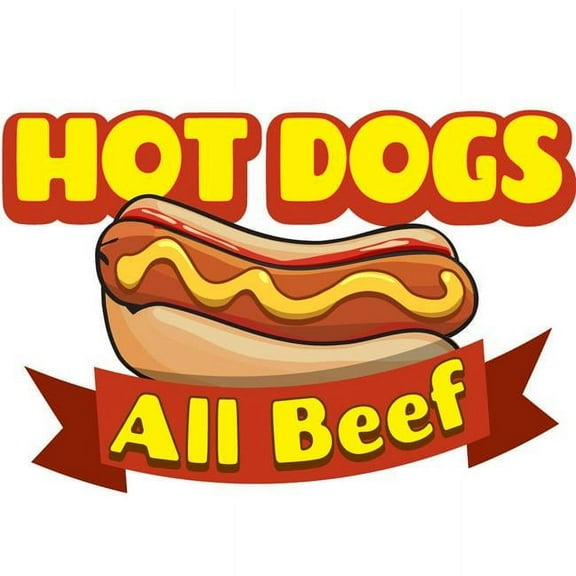 SignMission 8 in. Hot Dogs Concession Decal Sign with Cart Trailer Stand Sticker Equipment