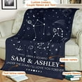 thumbnail image 2 of Personalized Couple Names Sign Astrology Blanket, Custom Zodiac Aries Taurus Gemini Cancer Leo Virgo Libra Scorpio Sagittarius Capricorn Aquarius Pisces Constellations Gifts For Women, 2 of 7
