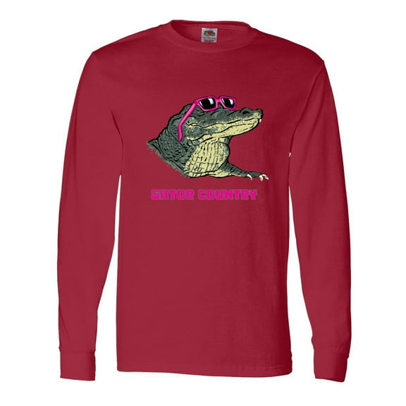 Inktastic Gator Country Sunny Gator in Pink Sunglasses Long Sleeve T-Shirt