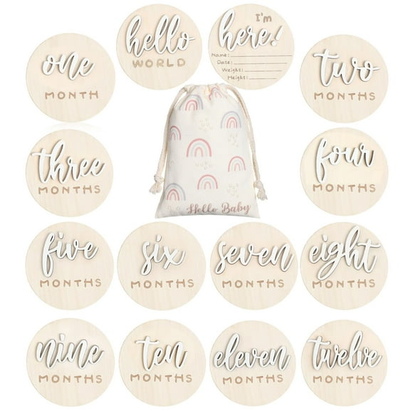 Monthly Milestone Cards Burbell Hello World Newborn, paquete de 7 unidades