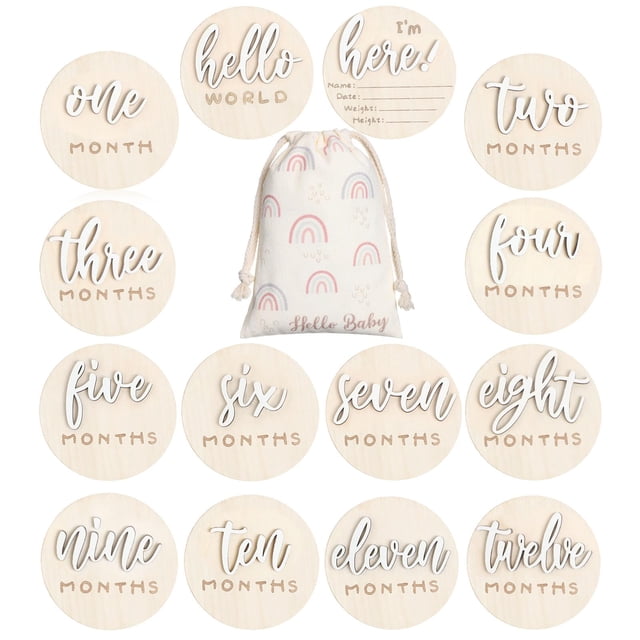 Monthly Milestone Cards Burbell Hello World Newborn, paquete de 7 unidades