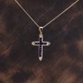 thumbnail image 3 of Gaspara Blue Sapphire Cross Unisex Necklace , 2.50CT Blue Diamond Handmade Pendant 14K Yellow Gold Plated Wedding Women's Jewelry Free 18" Chain, 3 of 4