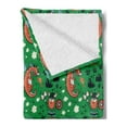 thumbnail image 2 of Adventure Cartoon Soft Flannel Fleece Throw Blanket, Tiny Winged Flying Dragon Old Ginger Viking Man, Cozy Plush for Indoor and Outdoor Use, 50" x 60", Burnt Sienna Fern Green, by Ambesonne, 2 of 5