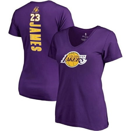 LeBron James Los Angeles Lakers Fanatics Branded Women's Backer Name & Number V-Neck T-Shirt -