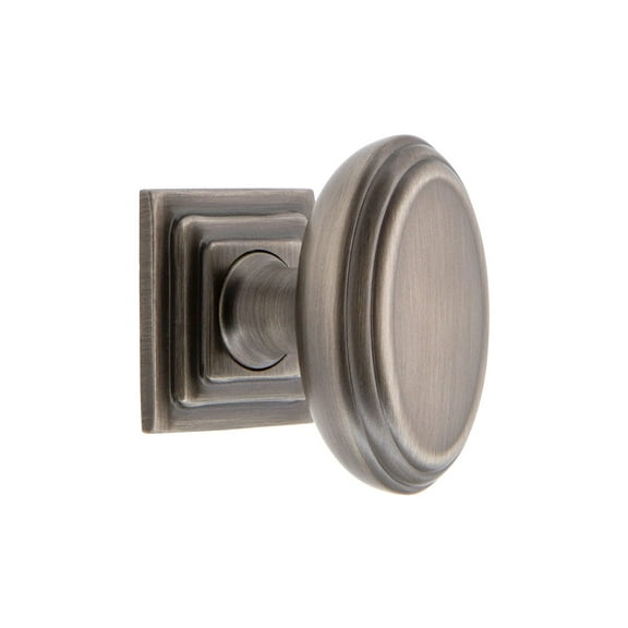 Grandeur Anne-Brass-Knob-Carr Anneau 1-3/4" Solid Brass Flat Oval Cabinet Knob - Grey