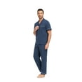 thumbnail image 3 of ANLIQI Men's 100% Cotton Pajamas Set Button Down Sleepwear Short Sleeve and Long Pants Pjs (Heather Navy,L), 3 of 7