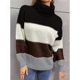 thumbnail image 2 of Pulls Décontractés Manches Longues Col Rond Couleur Patchwork Pull en Tricot Tops, 2 of 6