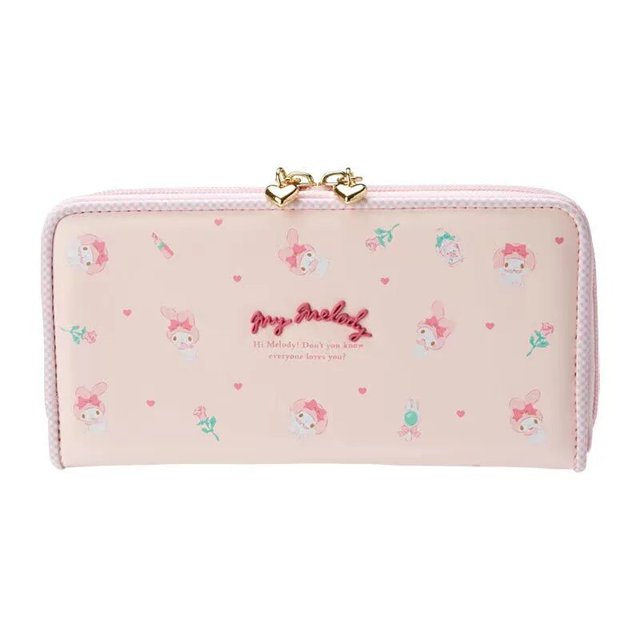 Kawaii nuevo Pu señoras pantalón corto Casual MyMelody Kuromi Hello Kitty pompón Purin Sanrios serie estilo cremallera hebilla tarjetero cartera