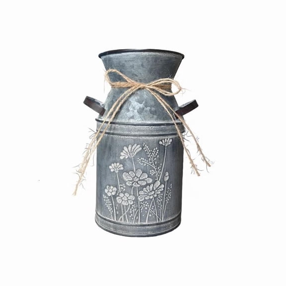 CEORPER Antique Galvanized Milk Can Vases Multifunctional Home Decors Storage Vessel