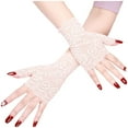 thumbnail image 1 of Women Short Lace Gloves Half Finger Hole Invisible Masking Prom Gloves 1PC, 1 of 3