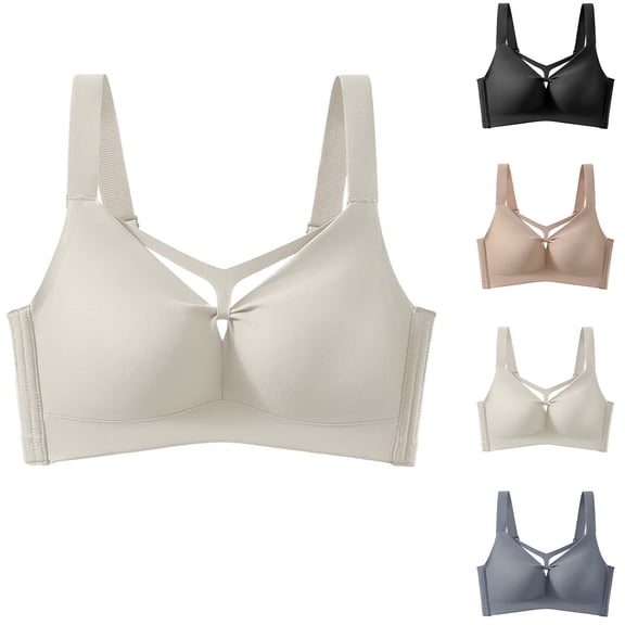 Agkizg Fashion Solid Color Wireless Racerback Bra Push Up Side Support Comfortable Everyday Wear Bralette (Women's or Women's Plus)
