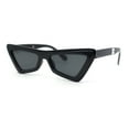 thumbnail image 2 of Beveled Squared Geometric 2-tone Triangular Cat Eye Plastic Sunglasses All Black, 2 of 4