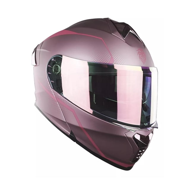 Casco Abatible Para Moto Kov Thunder Waves Rosa Nigth Vision
