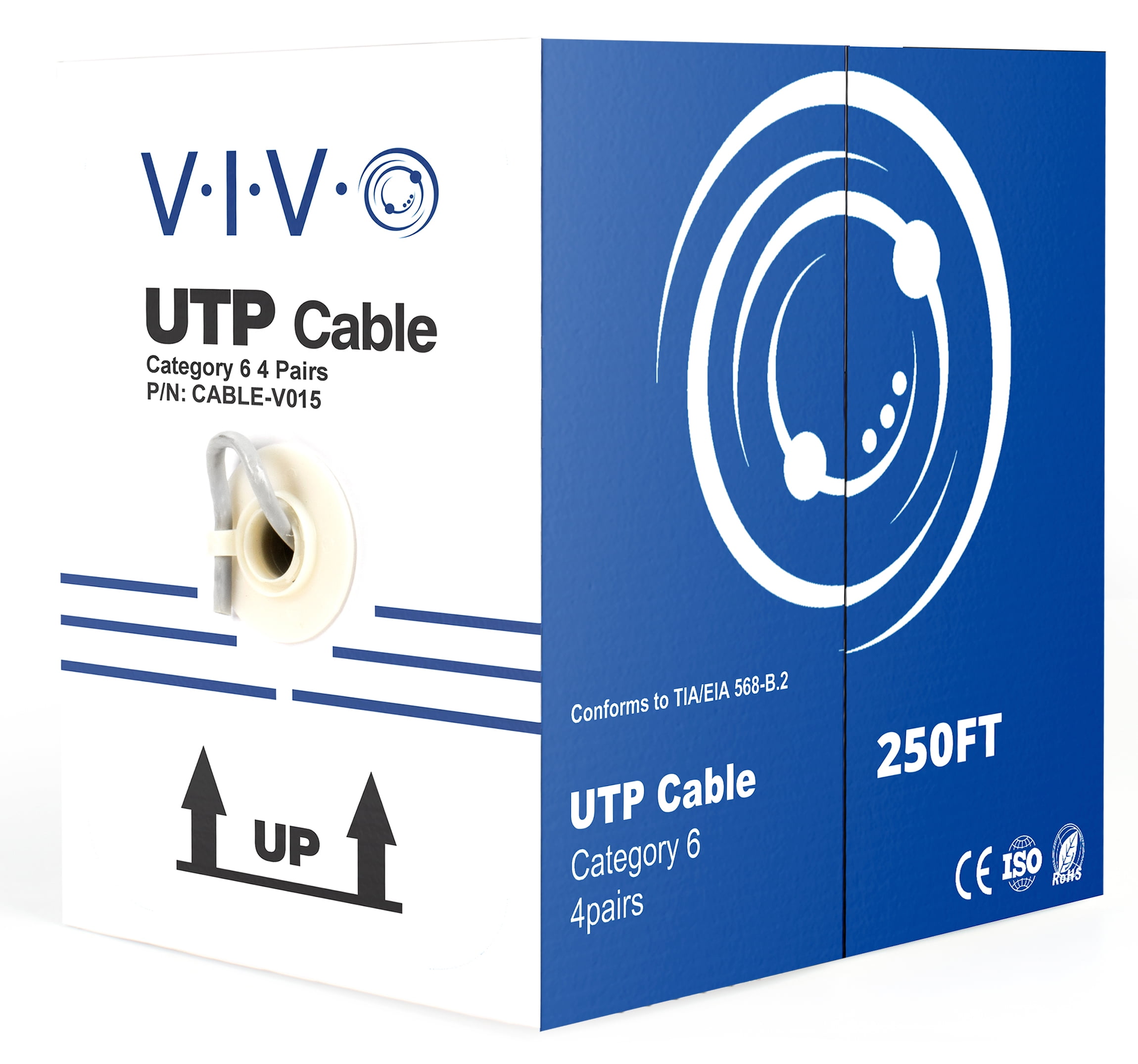 Photo 1 of VIVO Grey 250 ft Bulk Cat6 (CCA) Ethernet Cable/Wire UTP Pull Box 250ft Cat-6 23 AWG (CABLE-V015)