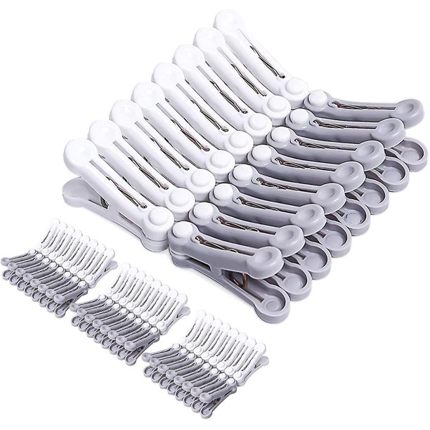 48 pinzas para la ropa de 5x3 cm, pinzas suaves para la ropa, 2 colores, blanco + gris