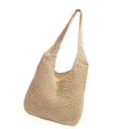 thumbnail image 1 of Bolso de playa tejido, diseño bohemio, portátil, ideal para ir al trabajo. Beige Blanco, 1 of 9