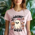 thumbnail image 5 of Haunt Mess Shirt | Funny Ghost Graphic Tee | Unisex Casual T-Shirt, Maroon, Size L, 5 of 6