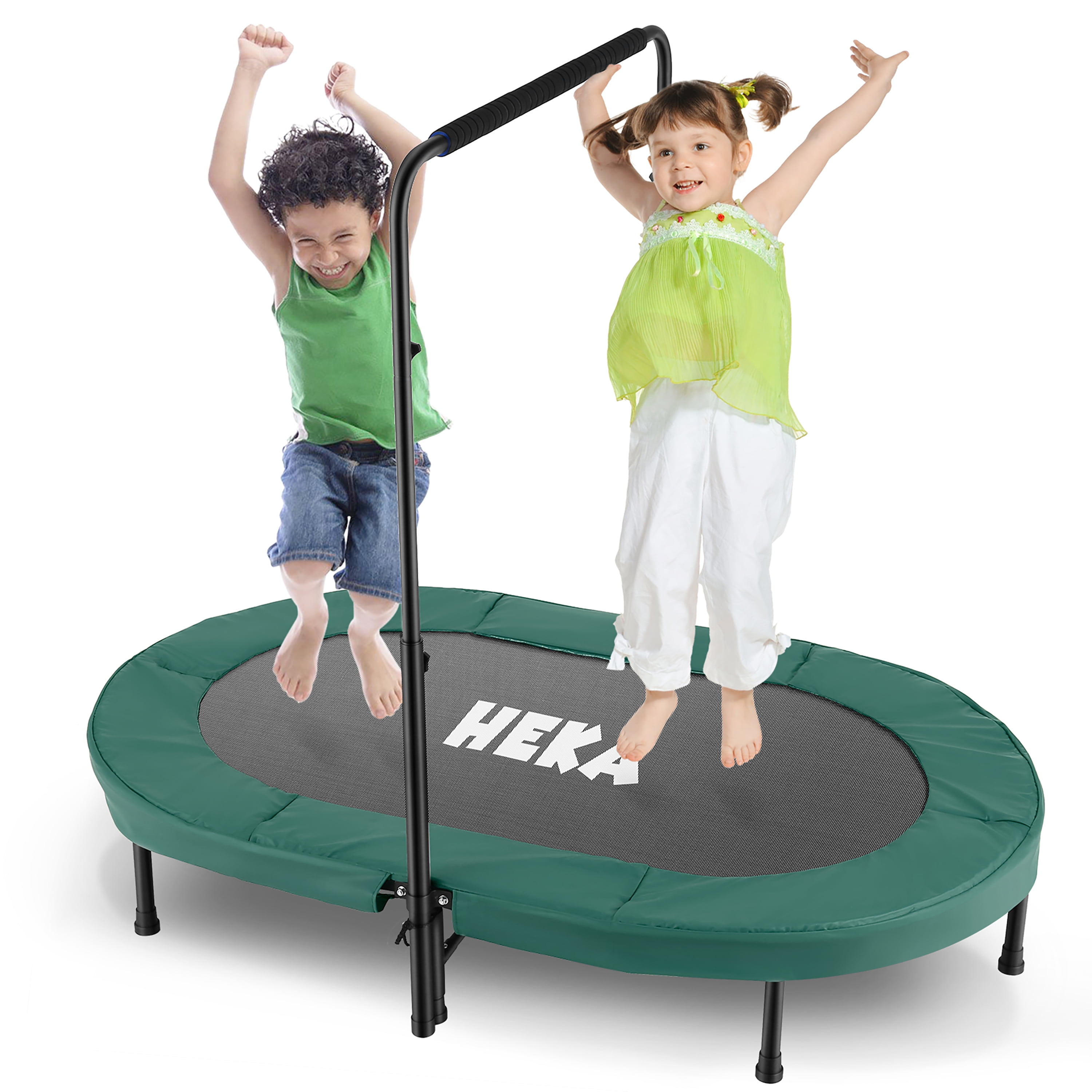 HEKA 56-Inch Foldable Mini Exercise Trampoline Indoor Fitness Rebounder Trampoline with Safety Pad Max. Load 220LBS for Kids Adults Indoor/Garden Workout