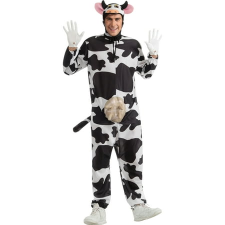 Morris Costumes Morris Mens Comical Cow Jumpsuit with attached rubber udder and tie-on hood. Fits most Costume, Style