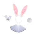 thumbnail image 1 of Diadema con orejas de conejo de Pascua y cola para niños, moderna diadema con tutú para fiesta de carnaval Blanco, 1 of 9
