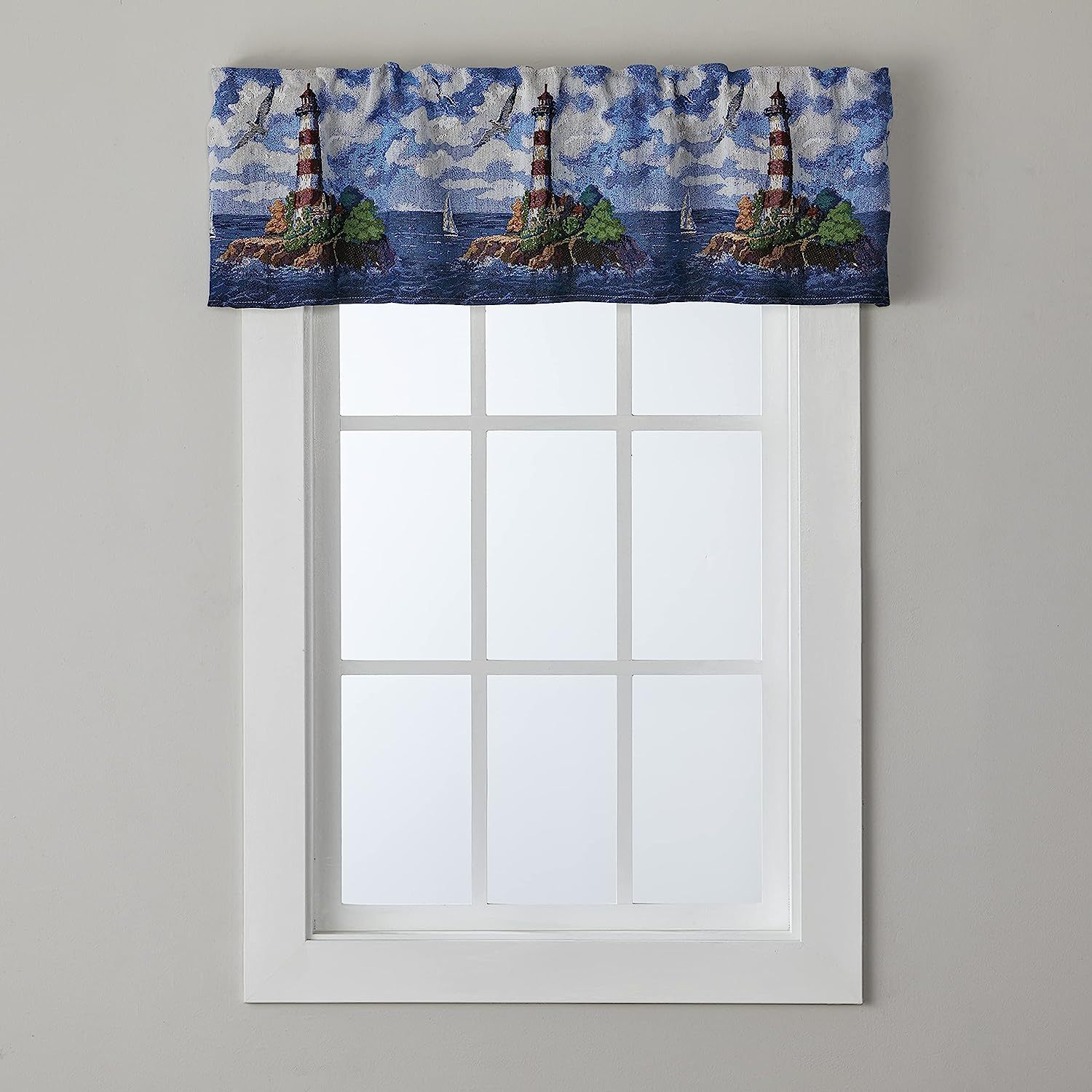 WBTAYB Lighthouses Curtain Valance, 56x13, Smoke