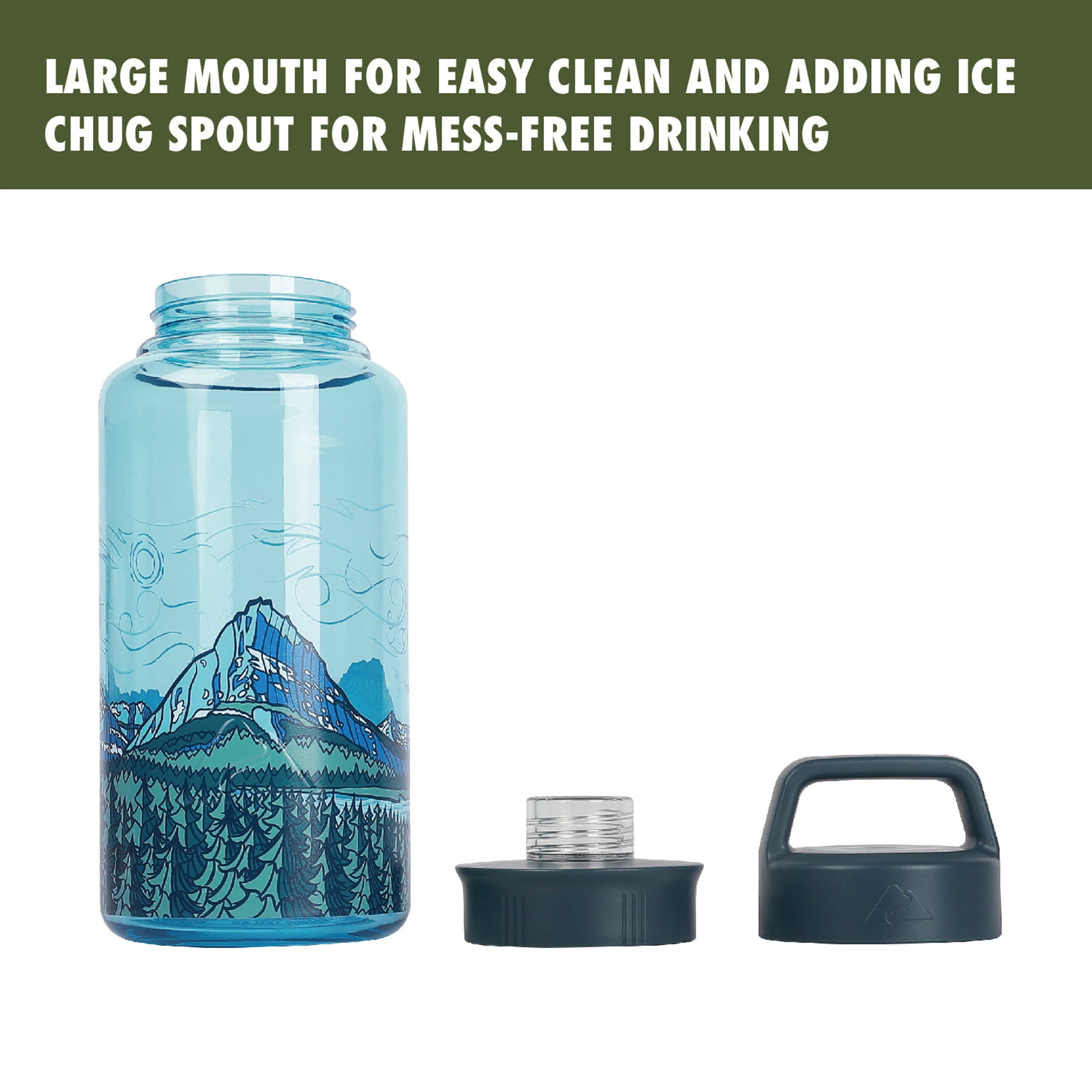 Ozark Trail 32 oz Tritan Plastic Chug Water Bottle, Alpine Summit