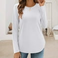 thumbnail image 2 of Long Sleeve Tunic Tops for Women, Yigetop Long Sleeve Shirts for Women Crew Neck Casual Fall Fashion Blouses Basic Tops Work Clothes Tunic Tee Shirts for Women White M, 2 of 9