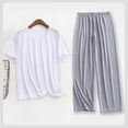 thumbnail image 2 of SHTXOZHI Mens Pajamas Sets 2 Piece Outfits Short Sleeve Sleepwear Soft Loungewear Pants Plus Size Loose Homewear, 2 of 5